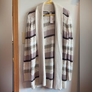 Cream and Gray Cowl Neck Sweater